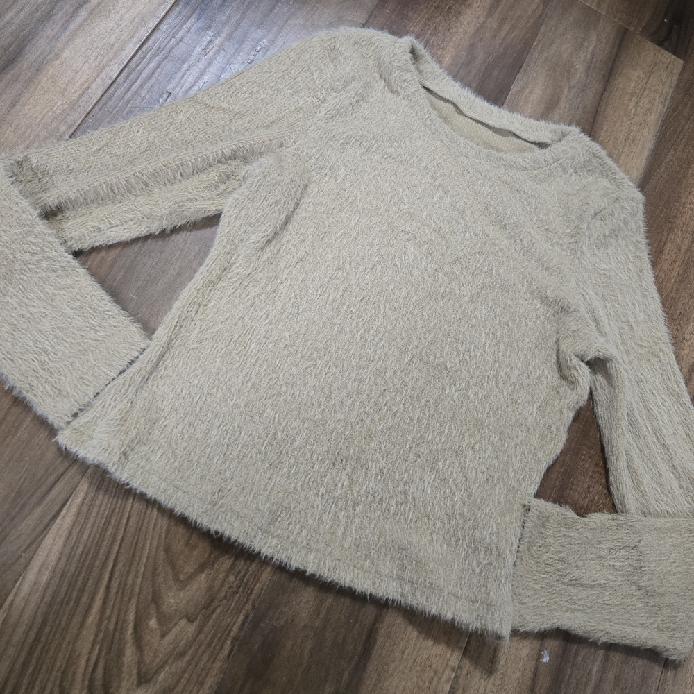 Fuzzy Beige Long Sleeve Top